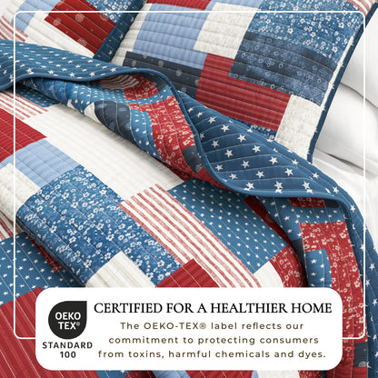 Soft Americana Patchwork Microfiber Quilt Set