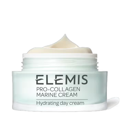 Elemis Pro-Collagen Marine Cream jar with cream top, white label Elemis, hydrating day cream on Tampa Home & Garden Store