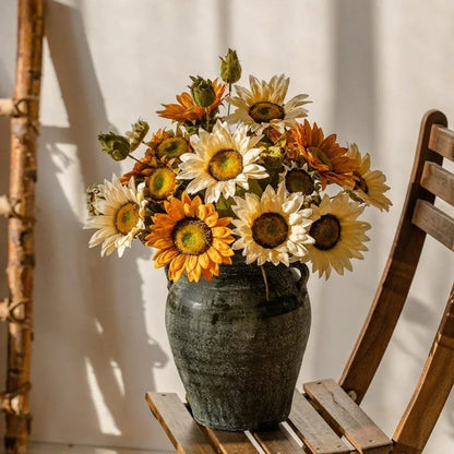 Painterly Sunflower Bouquet by RusticReach, 20in artificial sunflowers in a ceramic vase on Tampa Home & Garden Store
