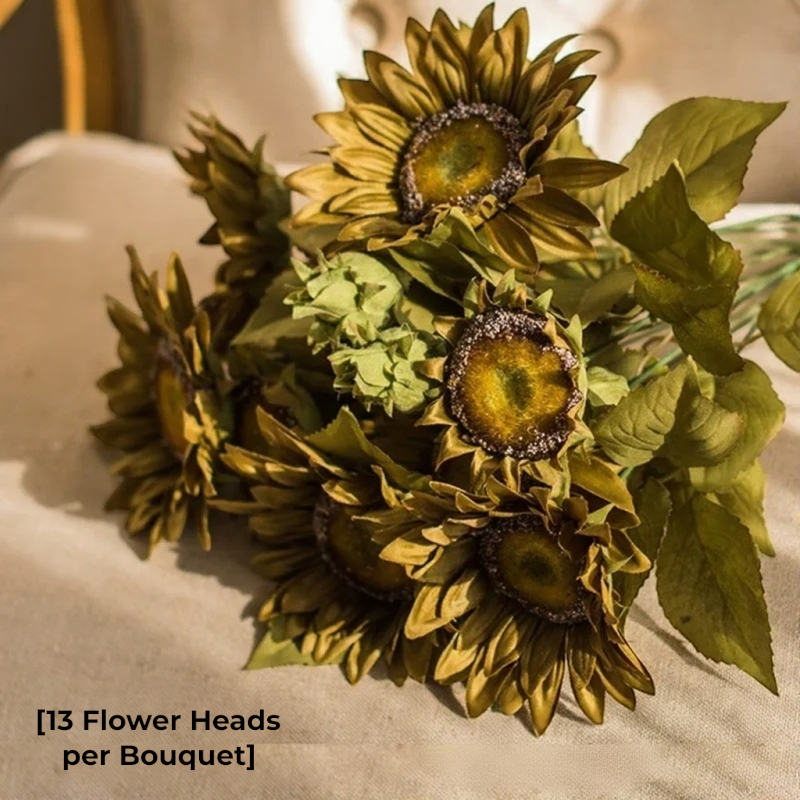 Painterly Sunflower Bouquet 20in, artificial flowering plant by RusticReach with 13 heads on Tampa Home & Garden Store