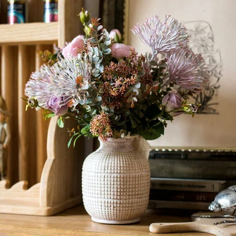 Rustic Lavender Bloom Bouquet RusticReach artificial lavender and eucalyptus in cream vase on Tampa Home & Garden Store
