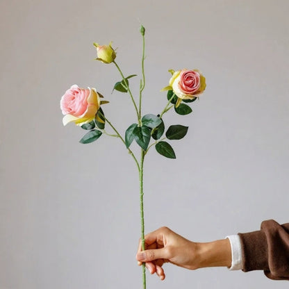 Vintage Orange Garden Rose Stem and Silk