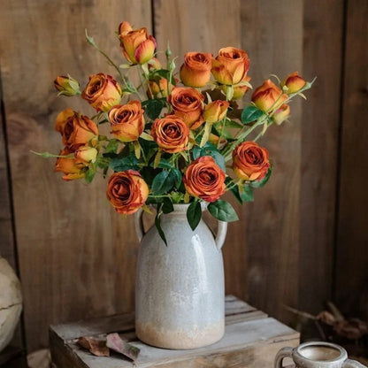 Vintage Garden Rose Stem 25in orange artificial roses, RusticReach on Tampa Home & Garden Store