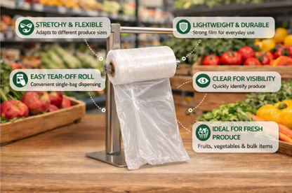 Bolsas transparentes para frutas y verduras - Rollo de 100 bolsas - 35,5 x 43,2 cm 