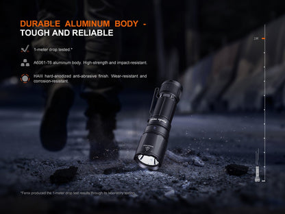 Fenix TK05R compact tactical flashlight, black anodized aluminum body with pocket clip on Tampa Home & Garden Store