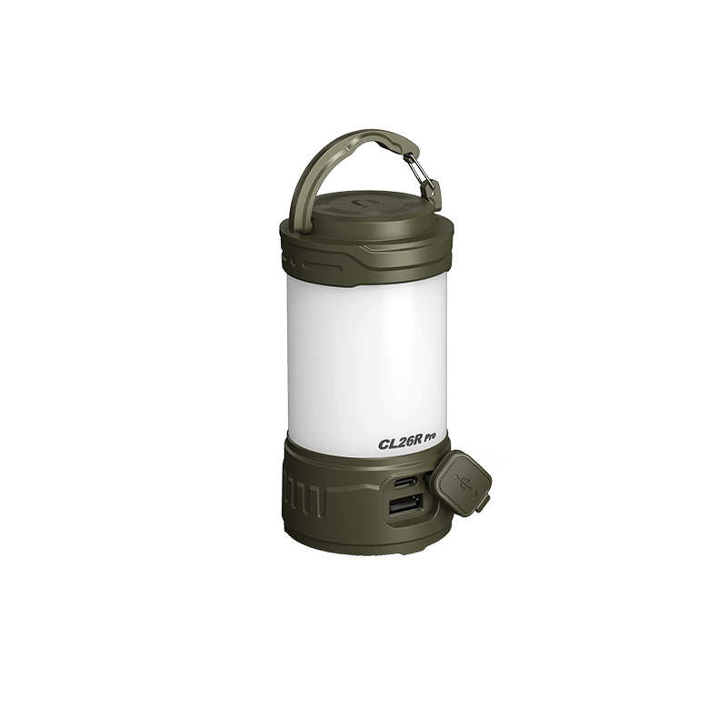 Fenix CL26R PRO lantern olive green, rechargeable LED camping light with USB ports on base on Tampa Home & Garden Store