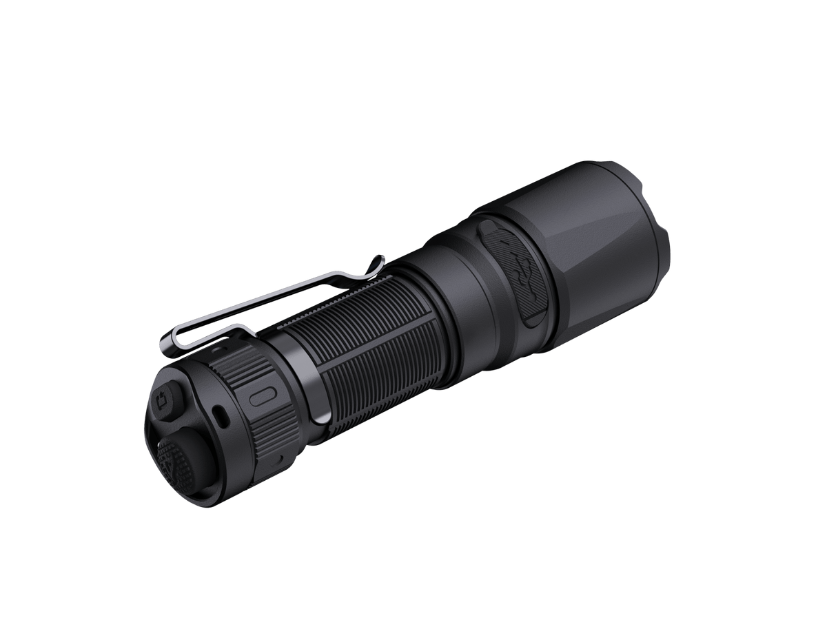 Fenix TK05R compact tactical flashlight, black aluminum body with pocket clip on Tampa Home & Garden Store
