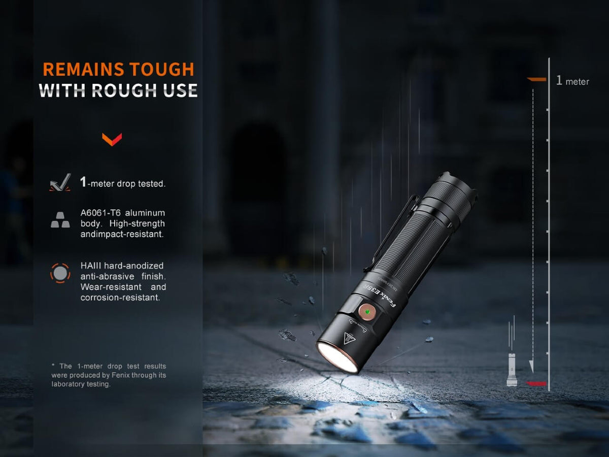 Fenix E35R rechargeable LED flashlight, black aluminum EDC light from Fenix Store on Tampa Home & Garden Store