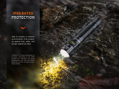 Fenix Store E35R rechargeable LED flashlight, black aluminum body, IP68 protection on Tampa Home & Garden Store
