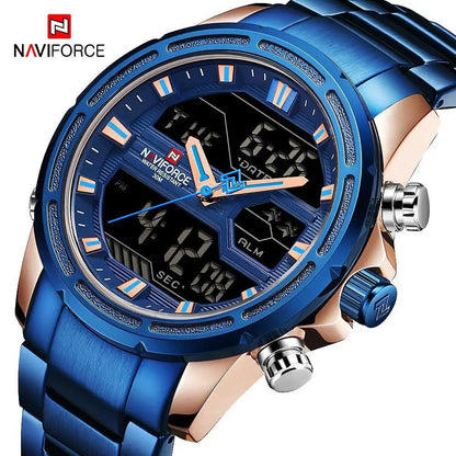 Mens Waterproof Analog Digital Watch Stainless