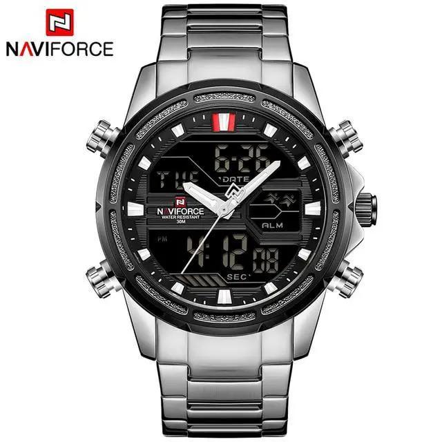 Mens Waterproof Analog Digital Watch Stainless