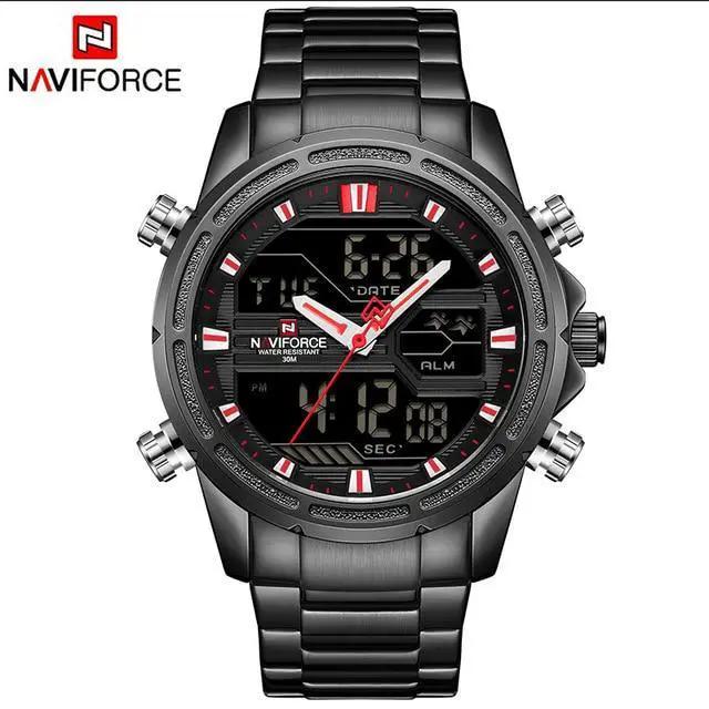 Mens Waterproof Analog Digital Watch Stainless