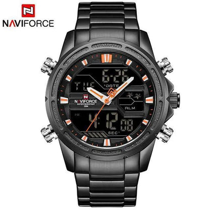 Mens Waterproof Analog Digital Watch Stainless