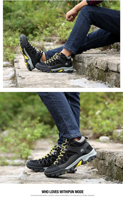 Stevvex black winter boots with yellow laces, fur lining, rugged non-slip outsole on Tampa Home & Garden Store
Stevvex black winter hiking boots with yellow laces for rugged outdoor traction on Tampa Home & Garden Store