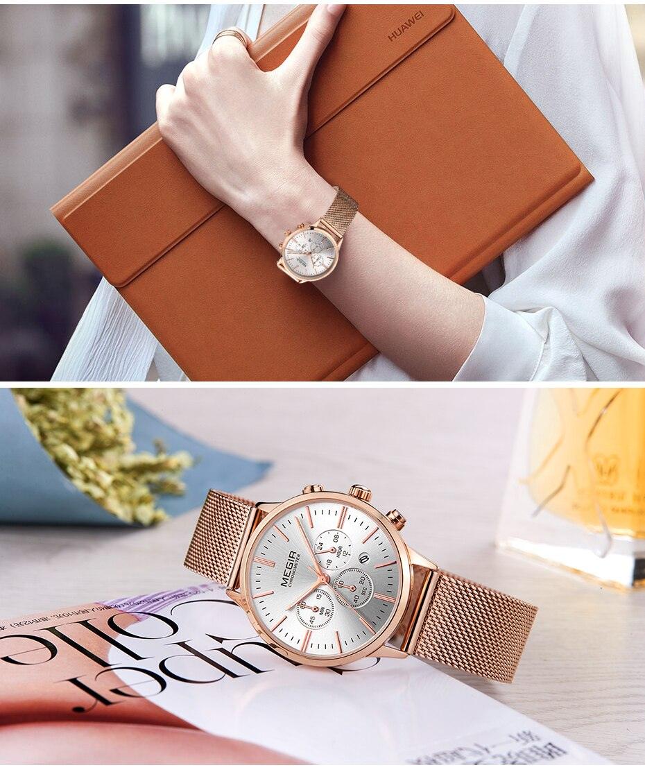 Stevvex women's rose gold mesh strap watch with chronograph dials and quartz movement on Tampa Home & Garden Store