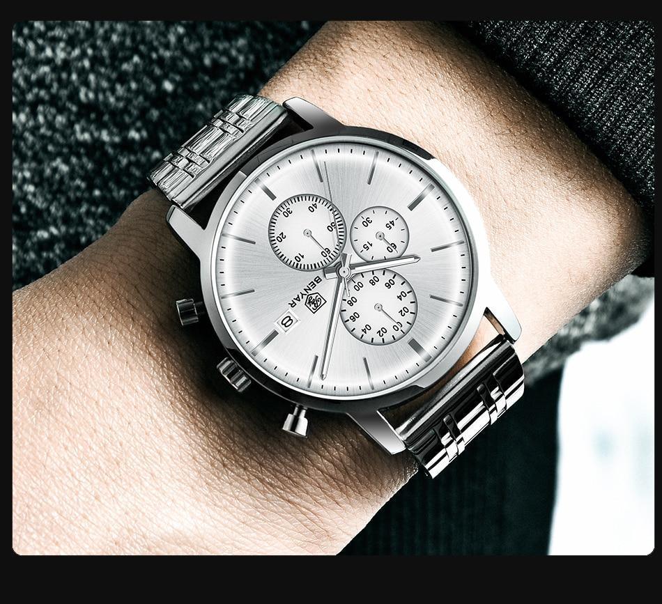 Stevvex ST661BINUS11 men's steel quartz chronograph watch with silver dial and bracelet on Tampa Home & Garden Store
