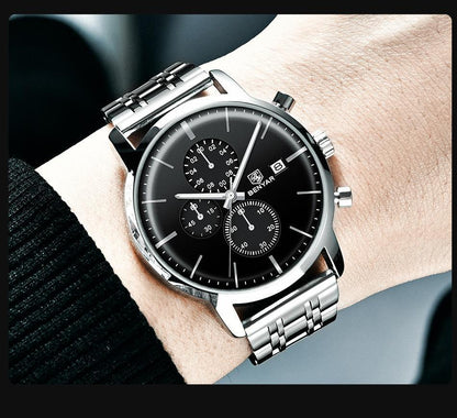 BENYAR stainless steel men's chronograph watch with black dial and date window on Tampa Home & Garden Store