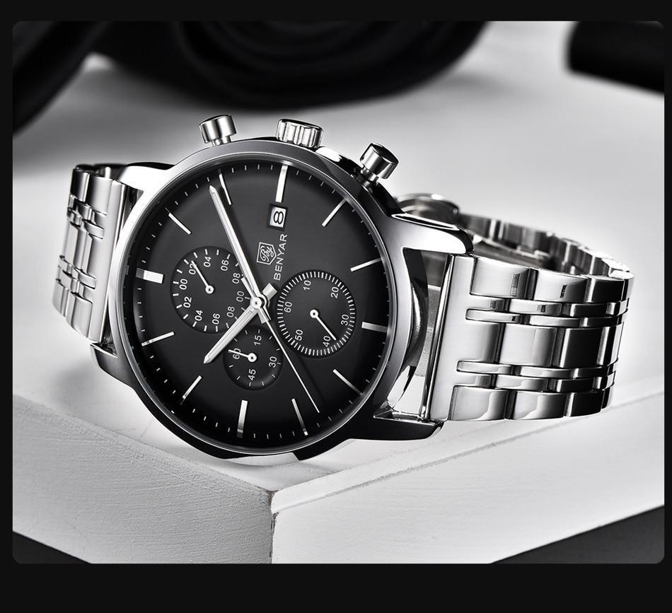 Men's stainless steel chronograph watch with black dial and date, Stevvex ST661BINUS11 on Tampa Home & Garden Store