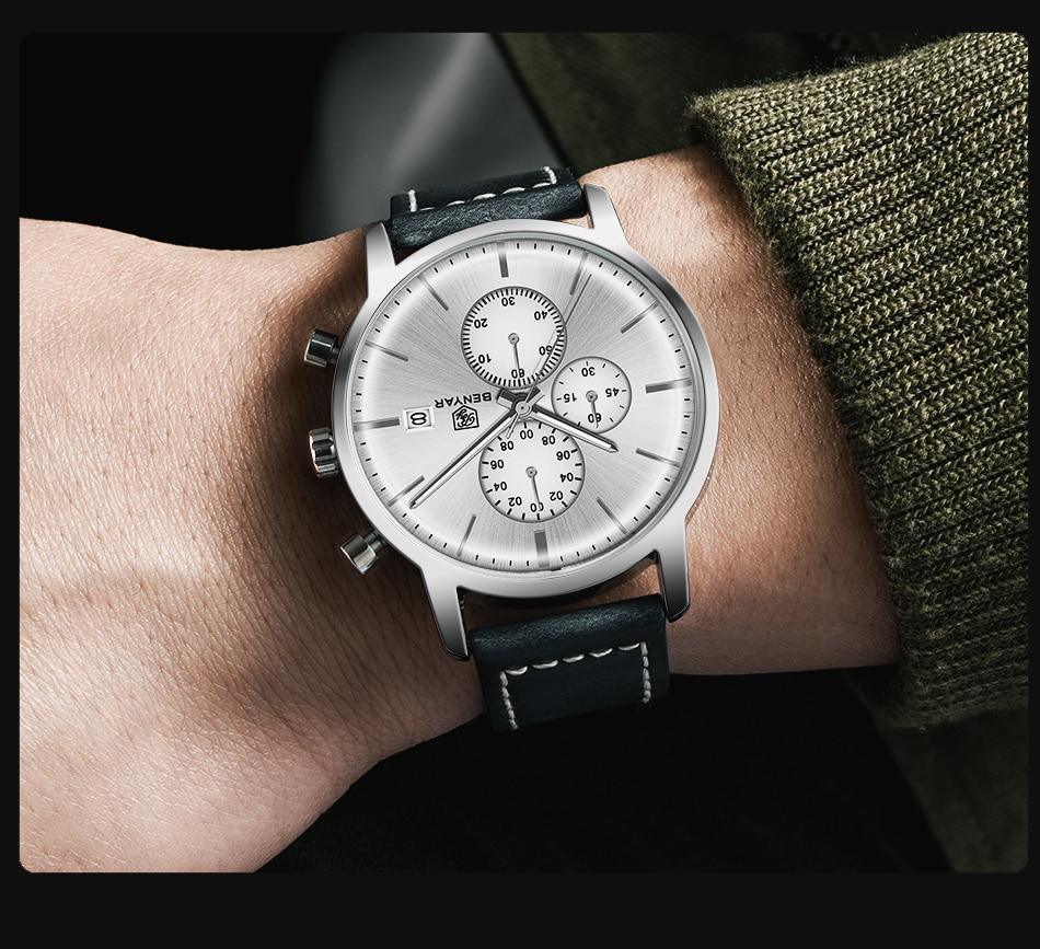 Stevvex ST661BINUS11 men's watch, silver dial with chronograph, black leather strap on Tampa Home & Garden Store