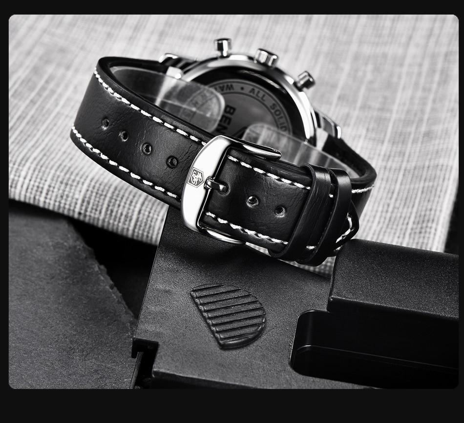Men Leather Quartz Watch And A Chronograph Style