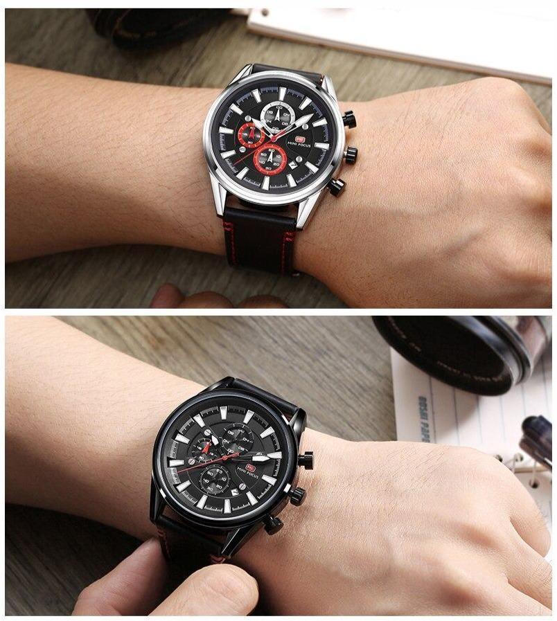 Stevvex ST222ELGWCH4 mens watch with brown leather strap and black dial; black strap variant on Tampa Home & Garden Store