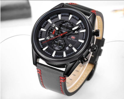 Stevvex ST222ELGWCH4 men's watch with black dial, chronograph, black leather strap on Tampa Home & Garden Store