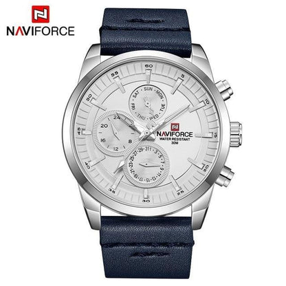 Naviforce men's waterproof watch with fluorescent hands and numbers, navy strap on Tampa Home & Garden Store