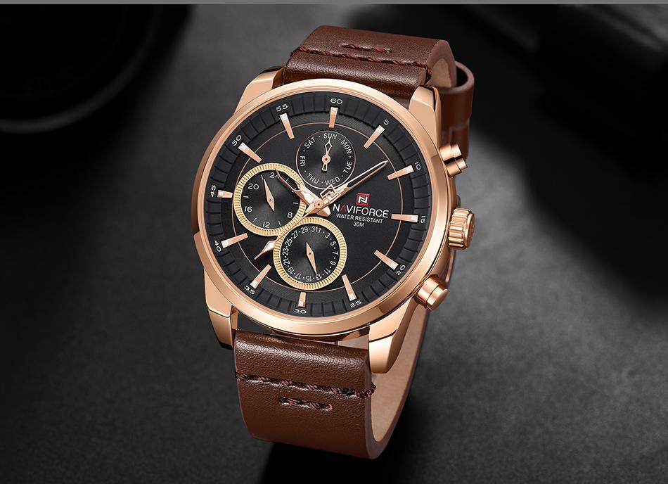 Stevvex men's waterproof watch with rose gold case black dial and luminous hands on Tampa Home & Garden Store