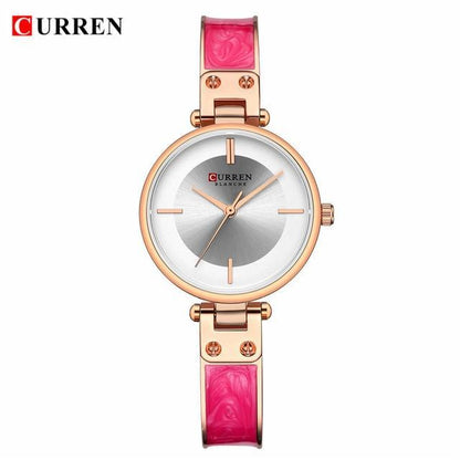 Womens stainless steel watch with pink marble ceramic bracelet in rose gold Curren on Tampa Home & Garden Store