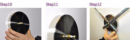Stevvex wall clock movement kit with black round dial and gold spindle on Tampa Home & Garden Store