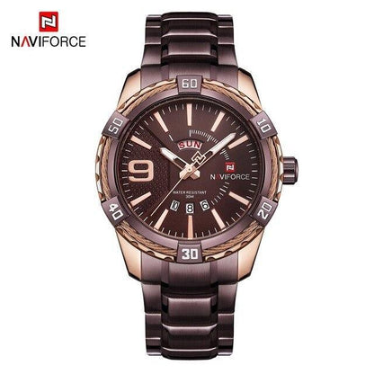 Men's stainless steel watch with day/date, brown dial Naviforce on Tampa Home & Garden Store