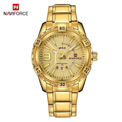 Stevvex/NAVIFORCE ST1N100MK1 gold-tone stainless steel men's watch with day/date display on Tampa Home & Garden Store