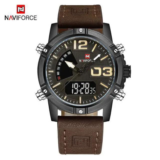 Stevvex ST1N1250MMF5 men's digital-analog waterproof watch with alarm world time brown strap on Tampa Home & Garden Store