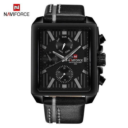 Men's waterproof watch Stevvex ST1N360MCK with black leather strap and square dial on Tampa Home & Garden Store