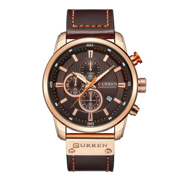 Curren men's watch with rose-gold case brown dial, leather strap on Tampa Garden Store on Tampa Home & Garden Store