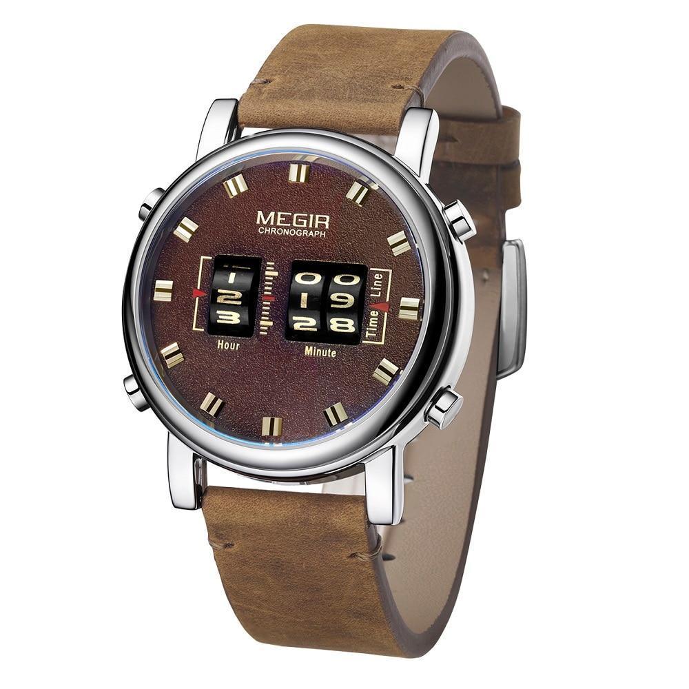 Stevvex ST656LEXIDE5 men's roller dial watch with brown leather strap and silver case on Tampa Home & Garden Store
