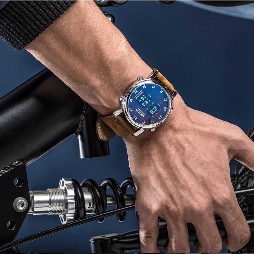 Stevvex ST656LEXIDE5 men's military sport watch with blue dial and brown leather strap on Tampa Home & Garden Store
