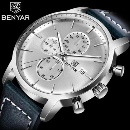 Stevvex ST115SULDI12 men's chronograph watch with silver dial, stainless case, leather strap on Tampa Home & Garden Store