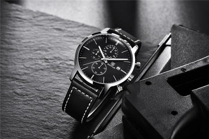 Stevvex ST115SULDI12 men's chronograph watch with black dial and black leather strap waterproof on Tampa Home & Garden Store