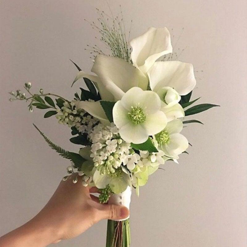 Calla Lily artificial bouquet white with greenery for wedding Stevvex 10Pcs on Tampa Home & Garden Store