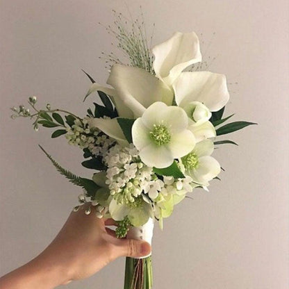 Calla Lily artificial bouquet white with greenery for wedding Stevvex 10Pcs on Tampa Home & Garden Store