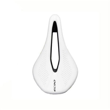 Road bike saddle white PU ultralight breathable with center cutout and perforated sides on Tampa Home & Garden Store