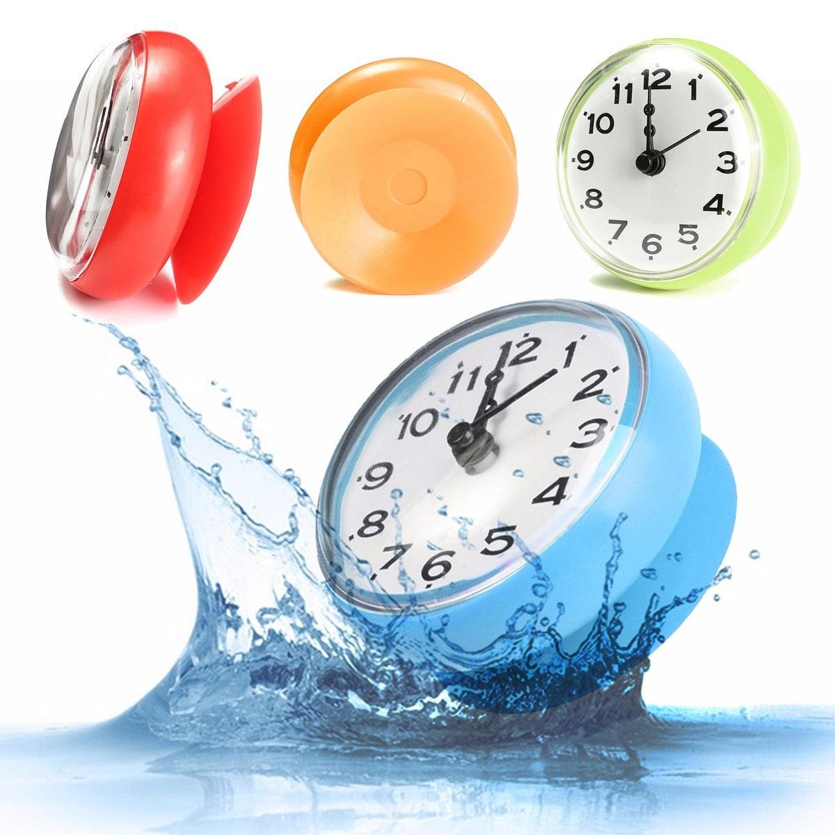 Stevvex waterproof shower wall clock set of 4 suction clocks in red, orange, green, blue on Tampa Home & Garden Store