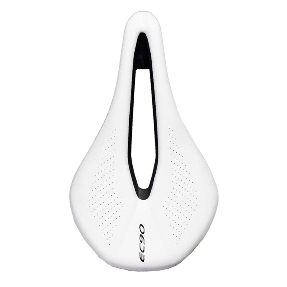 Stevvex white PU sport bicycle seat saddle with central cutout ergonomic road bike on Tampa Home & Garden Store