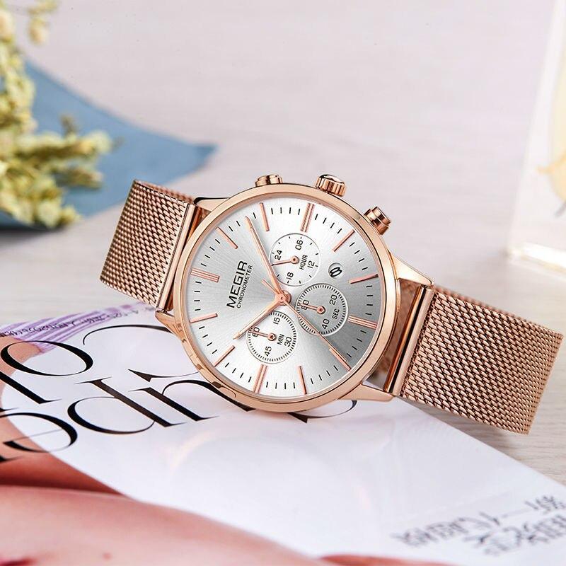 Stevvex women's watch rose gold stainless steel mesh strap quartz with subdials on Tampa Home & Garden Store