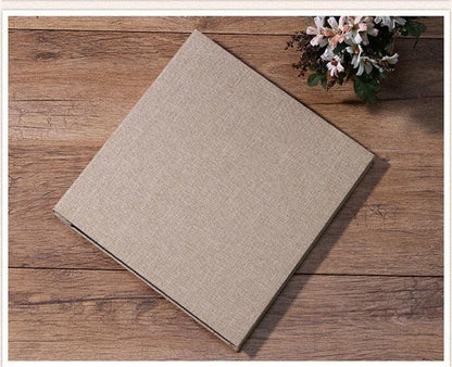 New Linen 16inch DIY Photo Album beige linen cover Stevvex scrapbook album on wooden table on Tampa Home & Garden Store