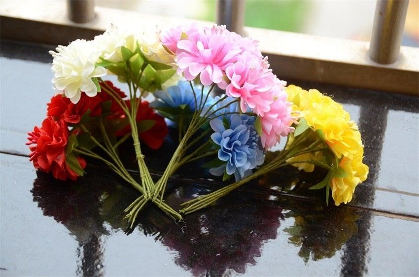 Stevvex 6pcs silk stamen artificial flower bouquet multicolor for wedding decor wreath gift on Tampa Home & Garden Store