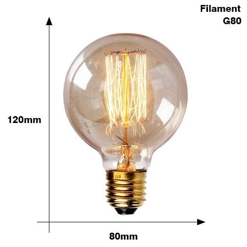 Stevvex retro Edison filament bulb G80 clear glass E27 base 40W 220V on Tampa Home & Garden Store