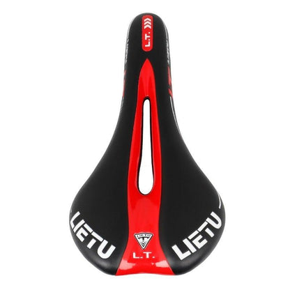 Stevvex ergonomic road bike saddle with memory foam, perforated black-red PU leather on Tampa Home & Garden Store