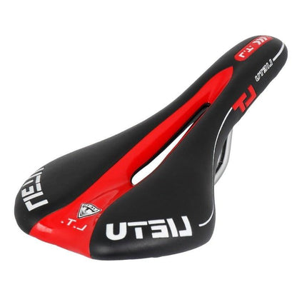 Stevvex bicycle saddle ergonomic road bike seat black red PU leather with steel rails on Tampa Home & Garden Store